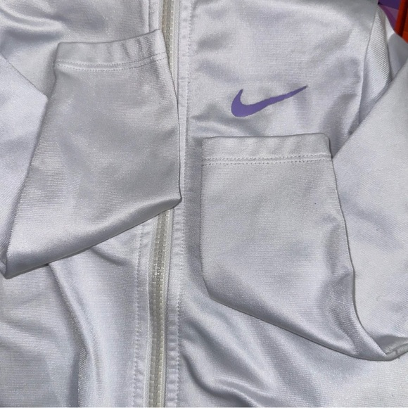 Nike 3T Toddler White Full Zip White Jacket Purple Polka Dot Trim - Picture 12 of 15